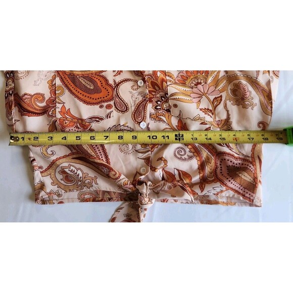 Hyfve Paisley Floral Fairycore Peasant Cropped Tie Shirt Sz M - Picture 4 of 9